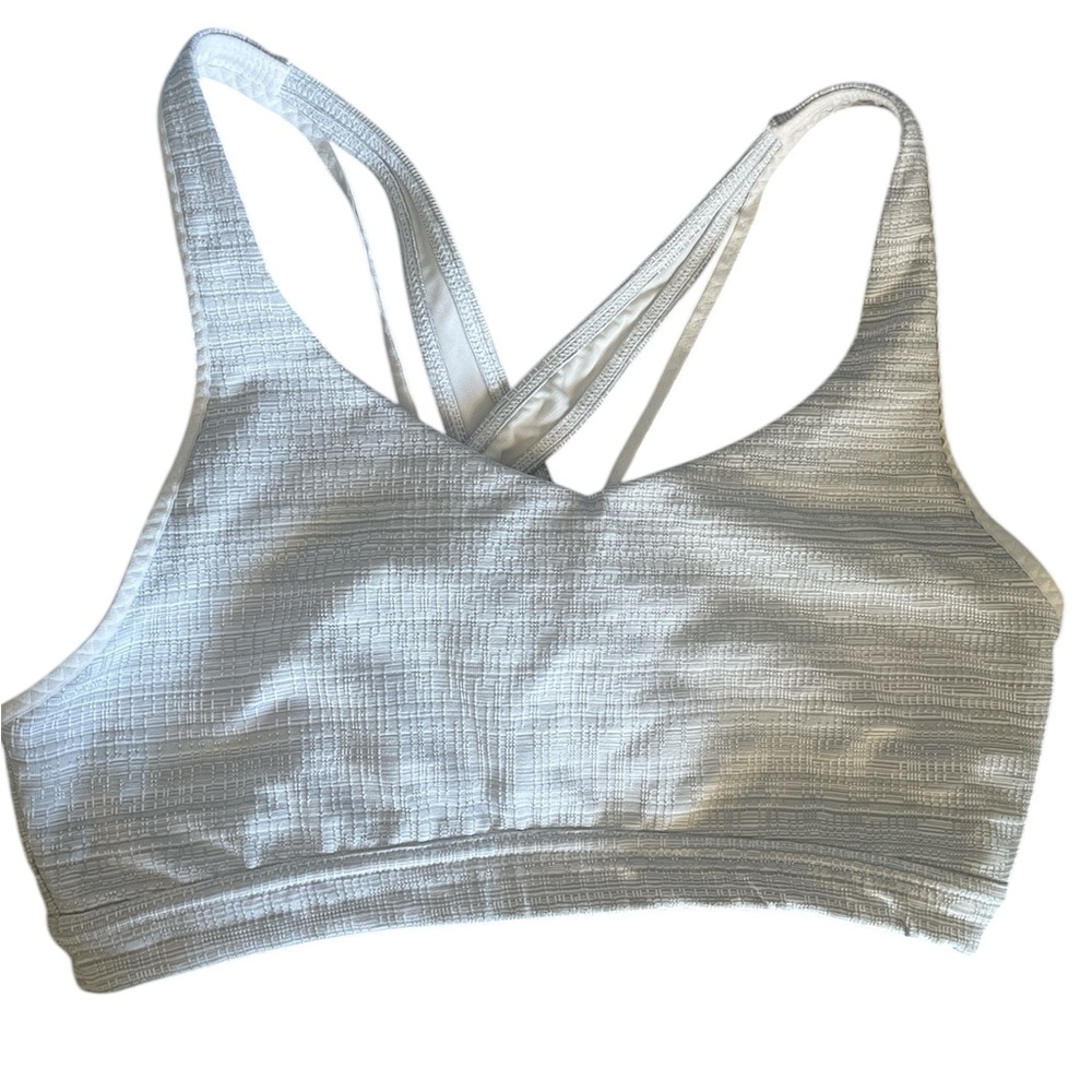 Athleta Light Gray Textured Strappy Sports Bra Sz. s